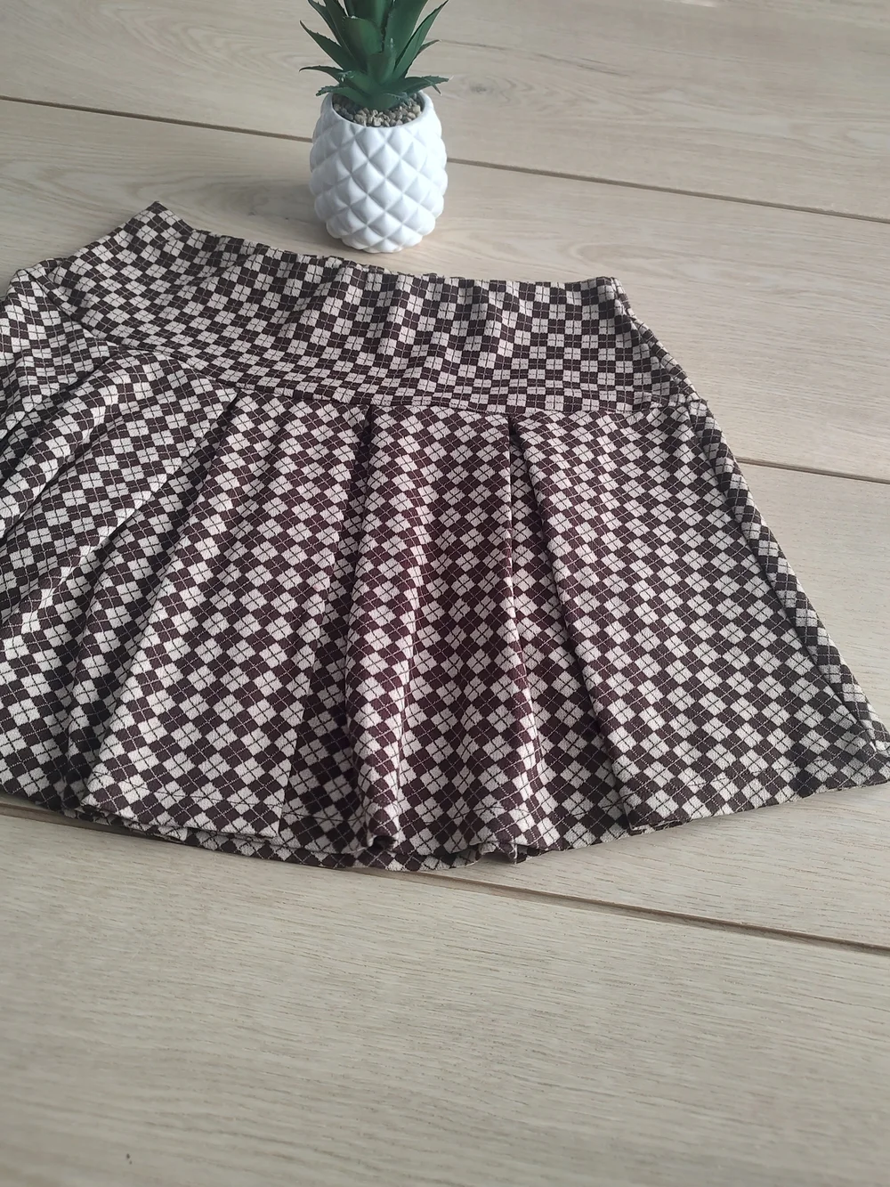 Skirt casual women mini Pleated Geometric Polyester And Spandex Elastic Waist.